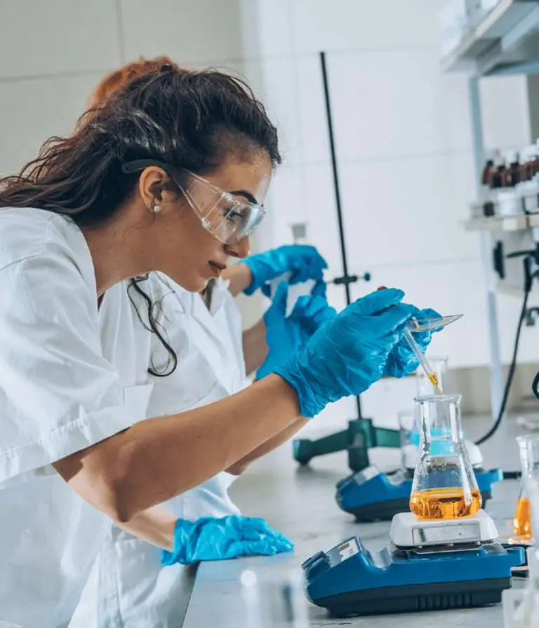 chemistry students in a lab